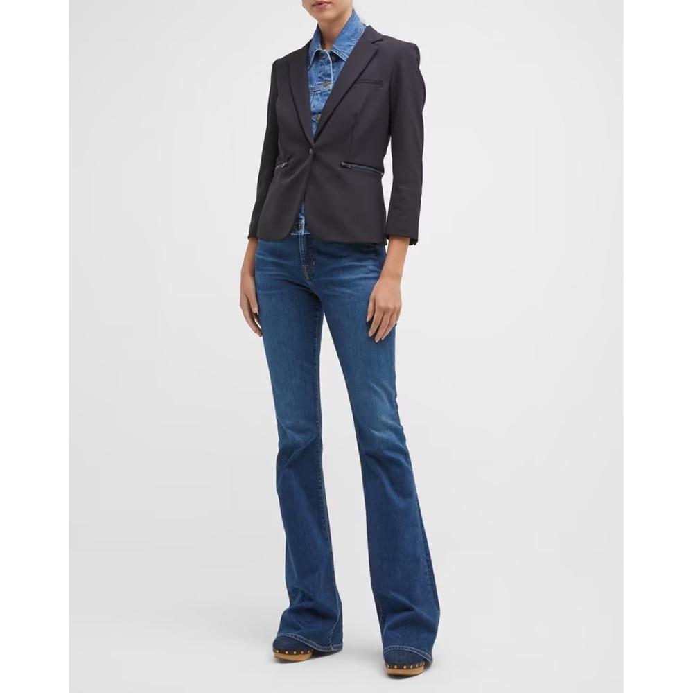 Scuba Dickey Jacket Veronica Beard 10 Navy Hooded Blazer Stretch Travel Office